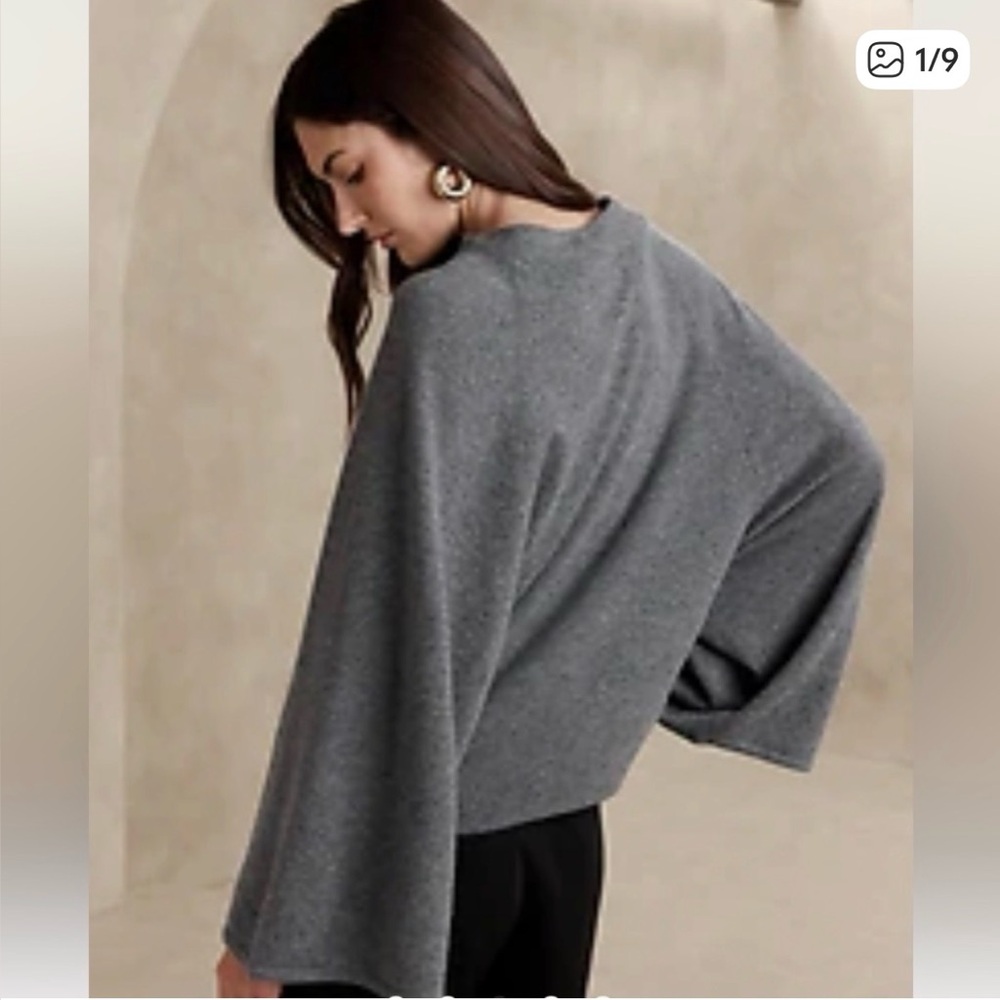Banana Republic Calvina Cashmere Top Size L Gray - Picture 2 of 7